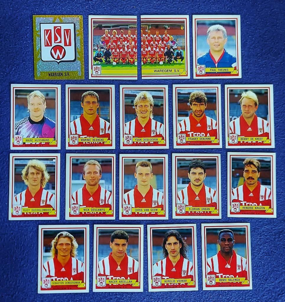 18 versch. Panini stickers voetbal ' FB 1994 - Waregem SV ', Hobby & Loisirs créatifs, Autocollants & Images, Neuf, Plusieurs autocollants