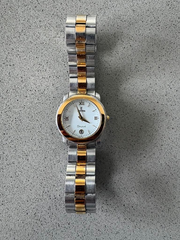 Zilvergoudkleurige horloge van Festina, Overige merken, Overige materialen, Gebruikt, Polshorloge