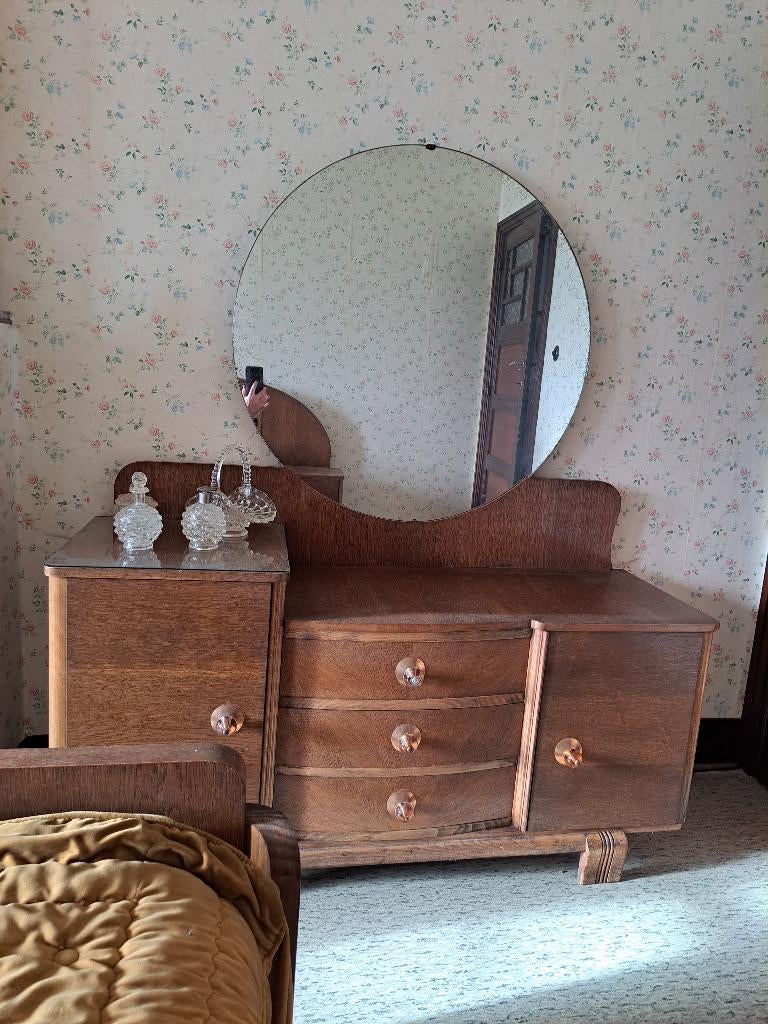 Vintage slaapkamer jaren 50, Huis en Inrichting, Slaapkamer | Complete slaapkamers, Gebruikt, Twijfelaar, Ophalen