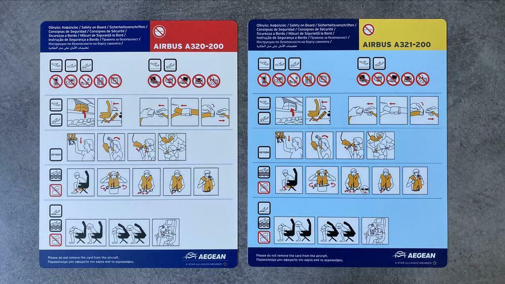 Safety cards - Aegean Airlines A320/A321, Verzamelen, Ophalen of Verzenden, Nieuw, Overige typen