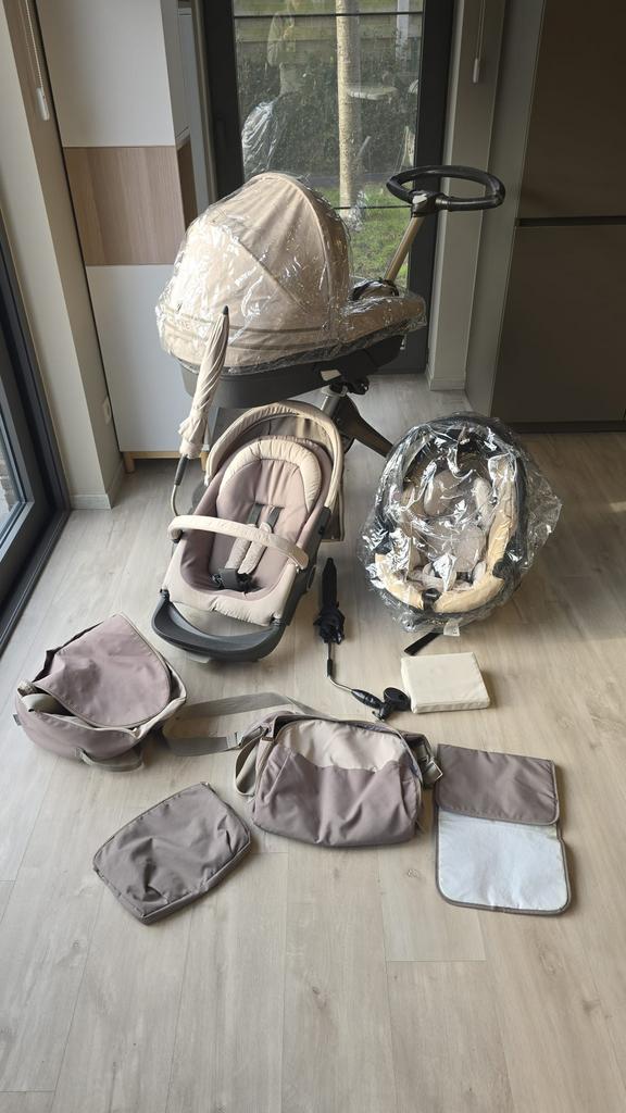 Stokke beige 3-in-1 kinderwagen, Gebruikt, Combiwagen, Verstelbare duwstang, Ophalen