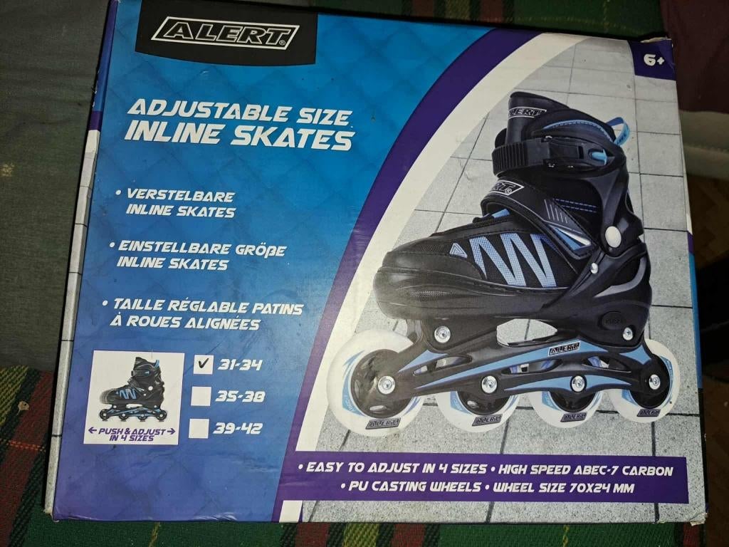 Alert Inline Skates Maat 31-34 Blauw/Zwart NIEUW!, Sport en Fitness, Skeelers, Nieuw, Inline skates 4 wielen, Overige merken, Kinderen