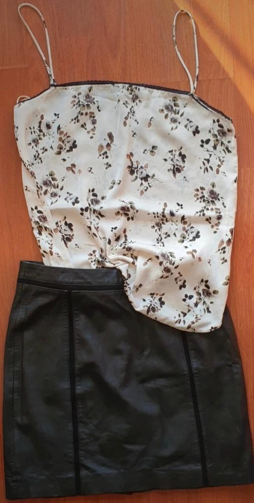 Jupe cuir + debardeur femme Zara/Mango,taille S, Enlèvement
