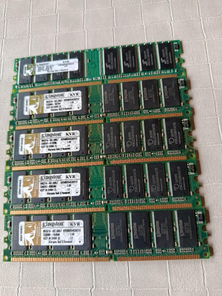 Ram geheugen Kingston 512 MB (5stuks), Computers en Software, RAM geheugen, 1 GB of minder, 400 MHz, Ophalen of Verzenden, Desktop