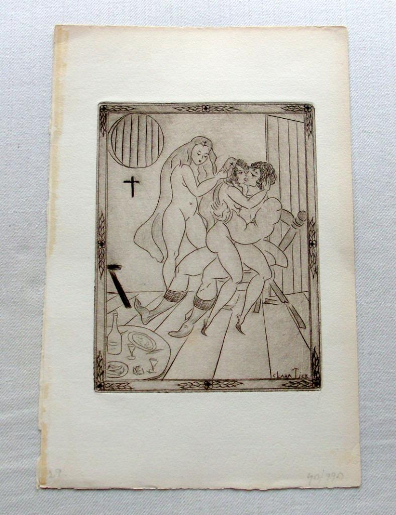 Clara Tice 1926 Z/W ets 'Confession' (Adv. King Pausole) num, Envoi