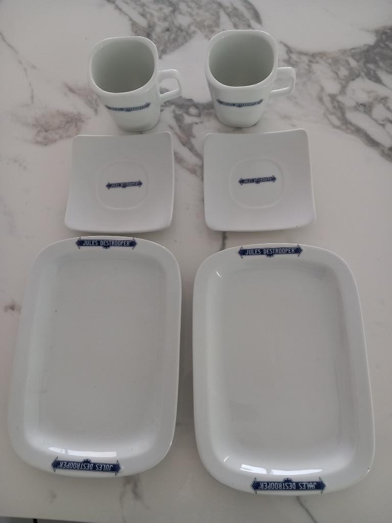 2 koffietassen/ondertassen en schotels van Jules de Strooper, Huis en Inrichting, Keuken | Servies, Ophalen of Verzenden