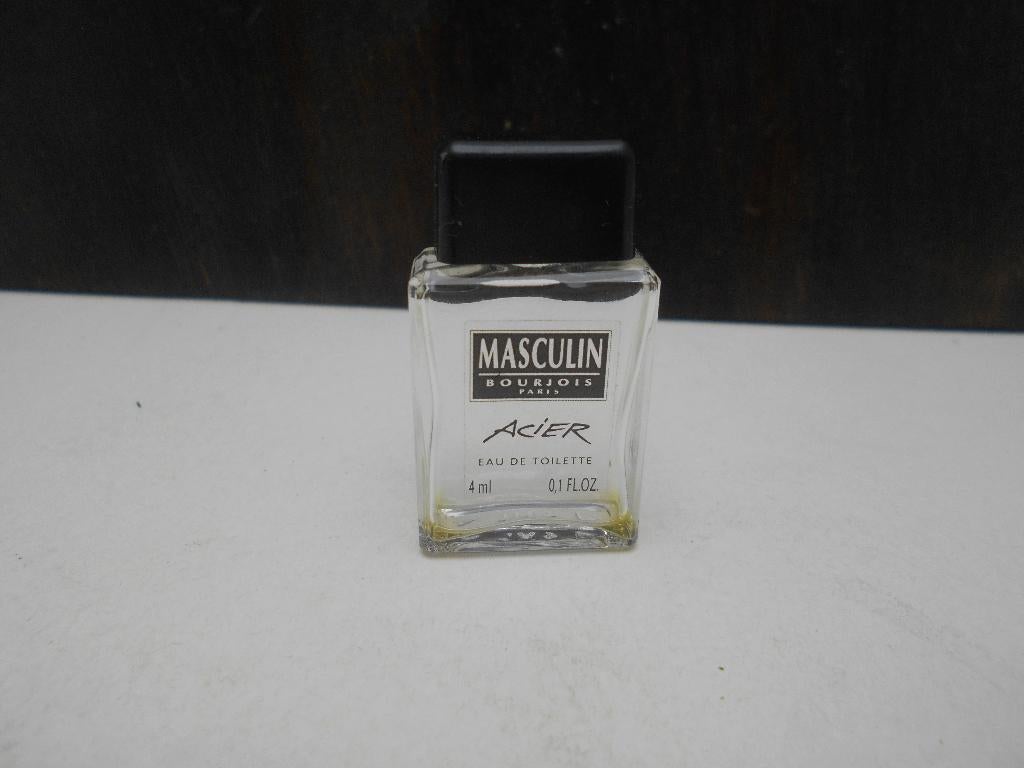 ancienne miniature parfum vide Bourgeois Masculin Acier, Ophalen of Verzenden, Gebruikt, Miniatuur