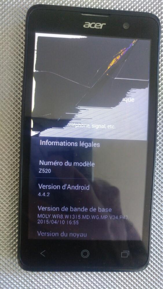Gsm Smartphone telefoon Acer z520 ecran cassé, Télécoms, Enlèvement ou Envoi, Utilisé