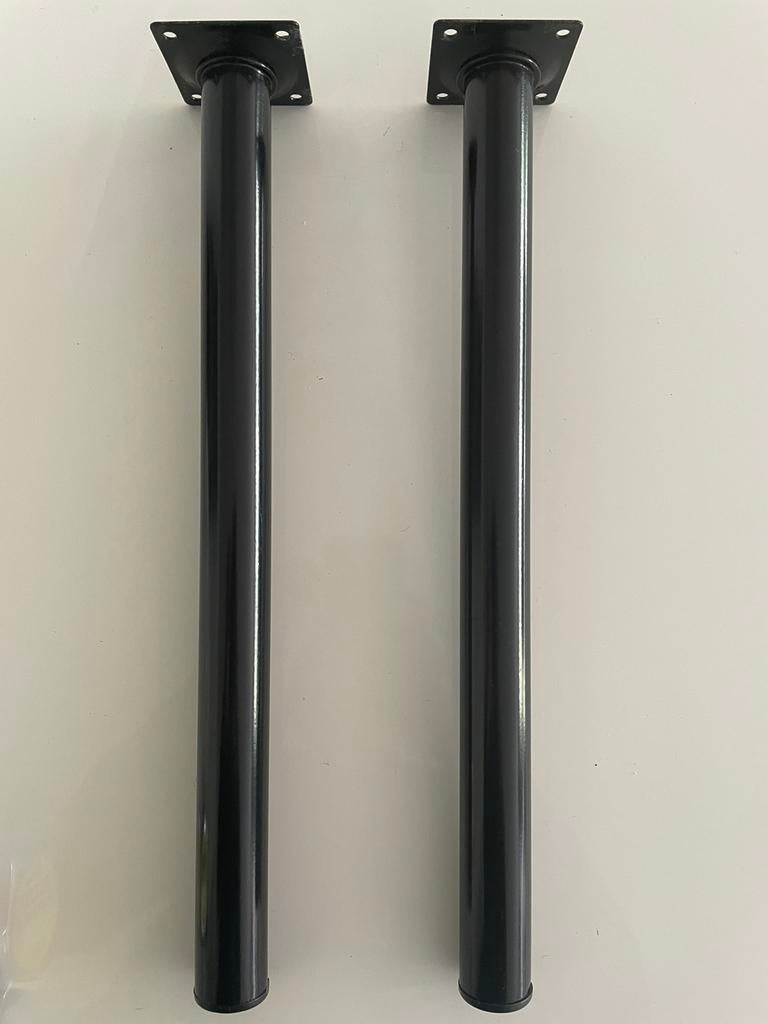2 pieds métalliques noir L 40 x diam 3 cm, Maison & Meubles, Pièces pour table, Enlèvement ou Envoi, Pied de table, Rond, Comme neuf