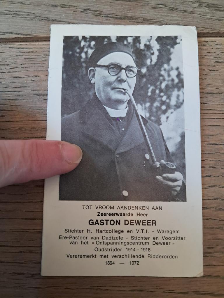 Bp oudstrijder 1914-18 + pastoor Dadizele met pijp, Waregem, Verzamelen, Ophalen of Verzenden