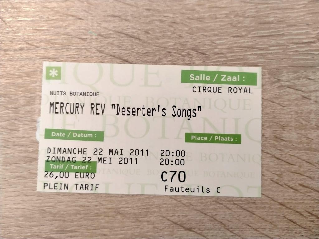 Ticket concert Mercury Rev Deserter's songs Cirque 2011, Enlèvement, Utilisé, Autres types