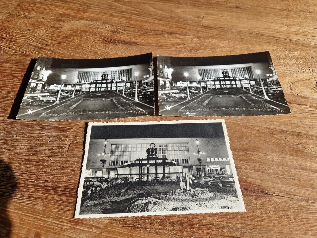 3x postkaart oostende kursaal bij nacht, Ophalen of Verzenden