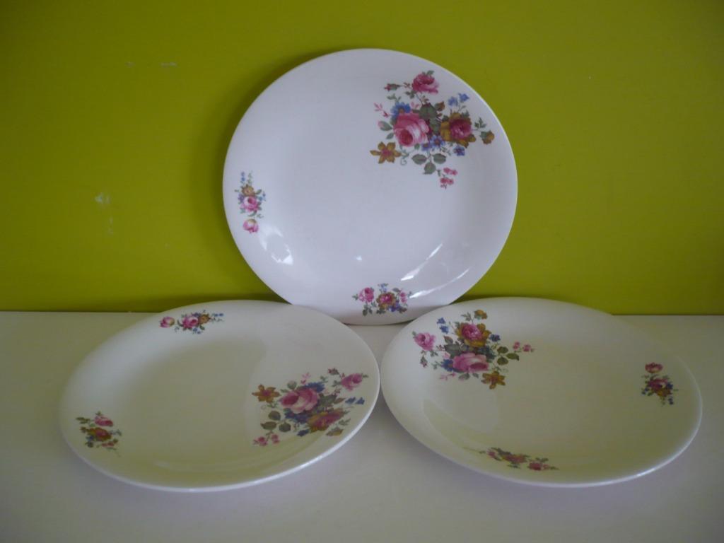 3 vintage boch dessert bordjes met bloemen, Enlèvement ou Envoi