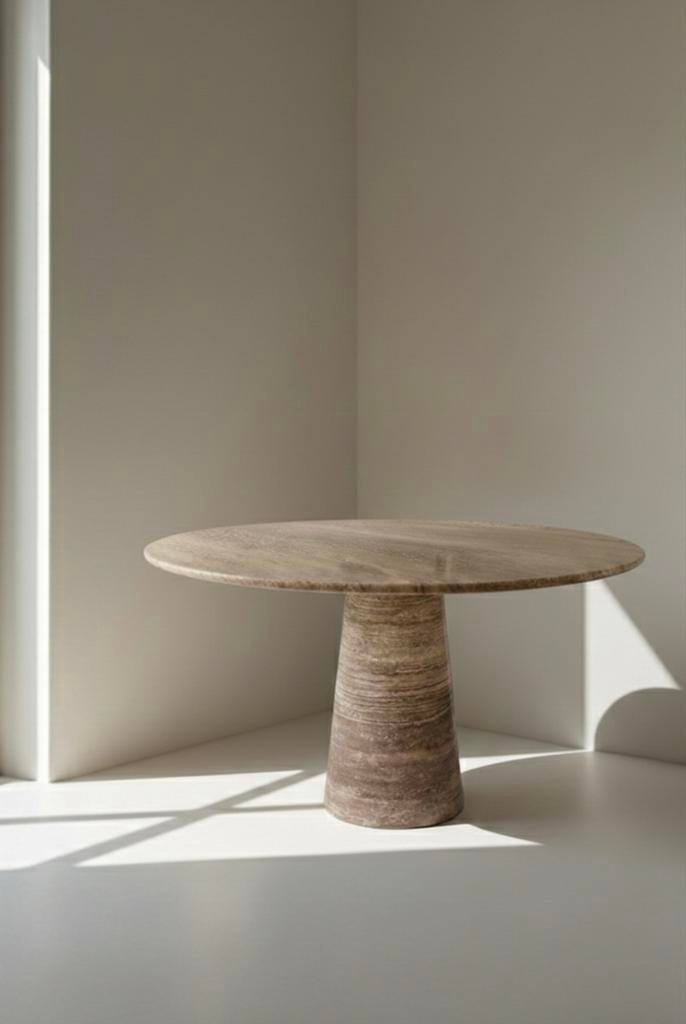 Noche travertin natuursteen marmer eettafel, Maison & Meubles, Tables | Tables à manger, Enlèvement ou Envoi, Neuf, Rond