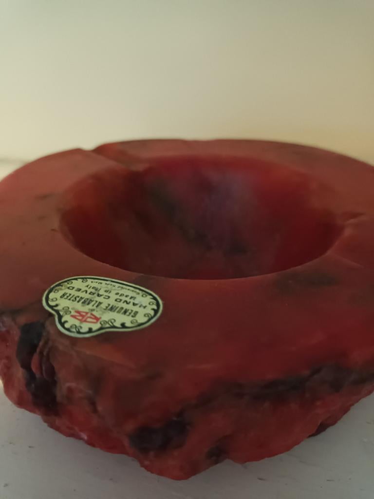 Cendrier italien vintage rouge en albâtre, Enlèvement ou Envoi