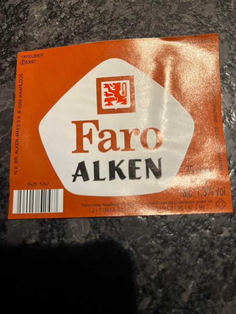 Etiket Cristal Alken, Faro Alken 1996, Verzamelen, Ophalen of Verzenden, Nieuw