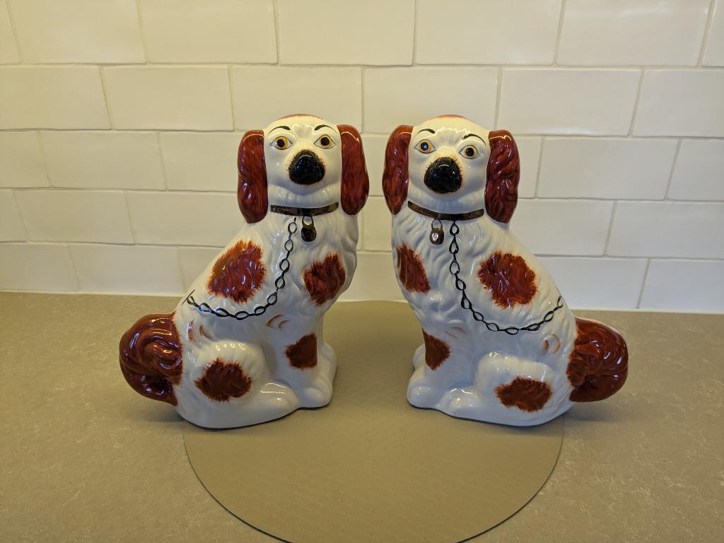 Keramische Staffordshire-stijl hondjes – vintage decoratie, Ophalen of Verzenden