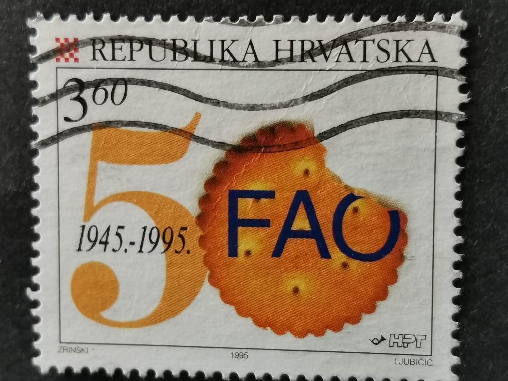 Croatie 1995 - 50 ans des Nations Unies - FAO - biscuit, Enlèvement ou Envoi, Yougoslavie, Affranchi