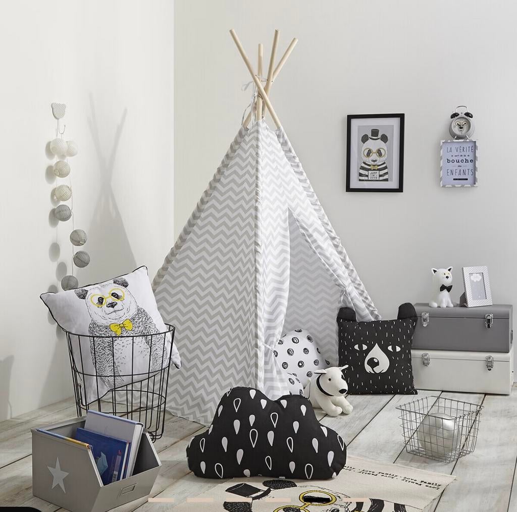 Athmosphera Tente tipi enfant cabane gris blanc bois 160cm/h, Enfants & Bébés, Enlèvement, Utilisé, Bois