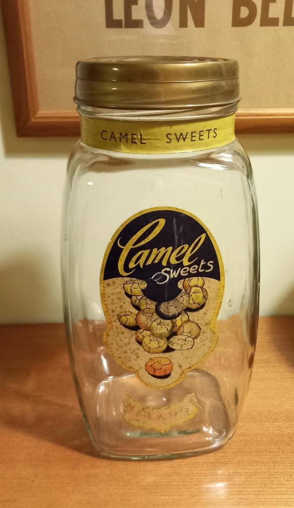 Oude pot, glazen bonbondoos Camel Sweets, Verzamelen, Merken en Reclamevoorwerpen, Ophalen of Verzenden, Gebruikt, Overige typen
