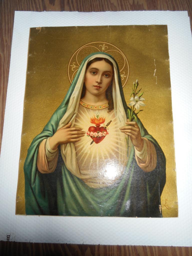 3 katholiek getinte litho's, jaren 1960 gekocht, Ophalen of Verzenden, Gebruikt, Kaart of Prent, Christendom | Katholiek