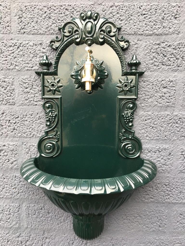 Prachtige wandfontein - gietijzerlook-alu-groen-60 cm, Tuin en Terras, Waterpartijen en Fonteinen, Fontein, Aluminium, Ophalen of Verzenden
