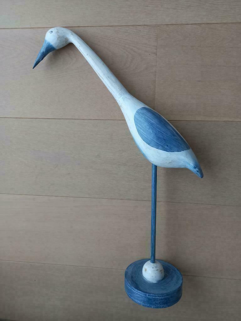 Houten vogel/meeuw op hoge voet, Antiquités & Art, Art | Sculptures & Bois, Enlèvement ou Envoi