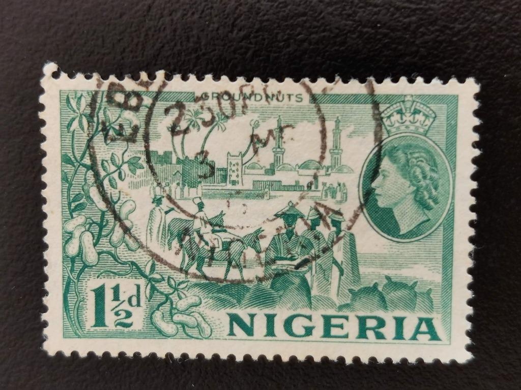 Nigeria 1953 - pinda oogst, Postzegels en Munten, Postzegels | Afrika, Ophalen of Verzenden, Nigeria, Gestempeld