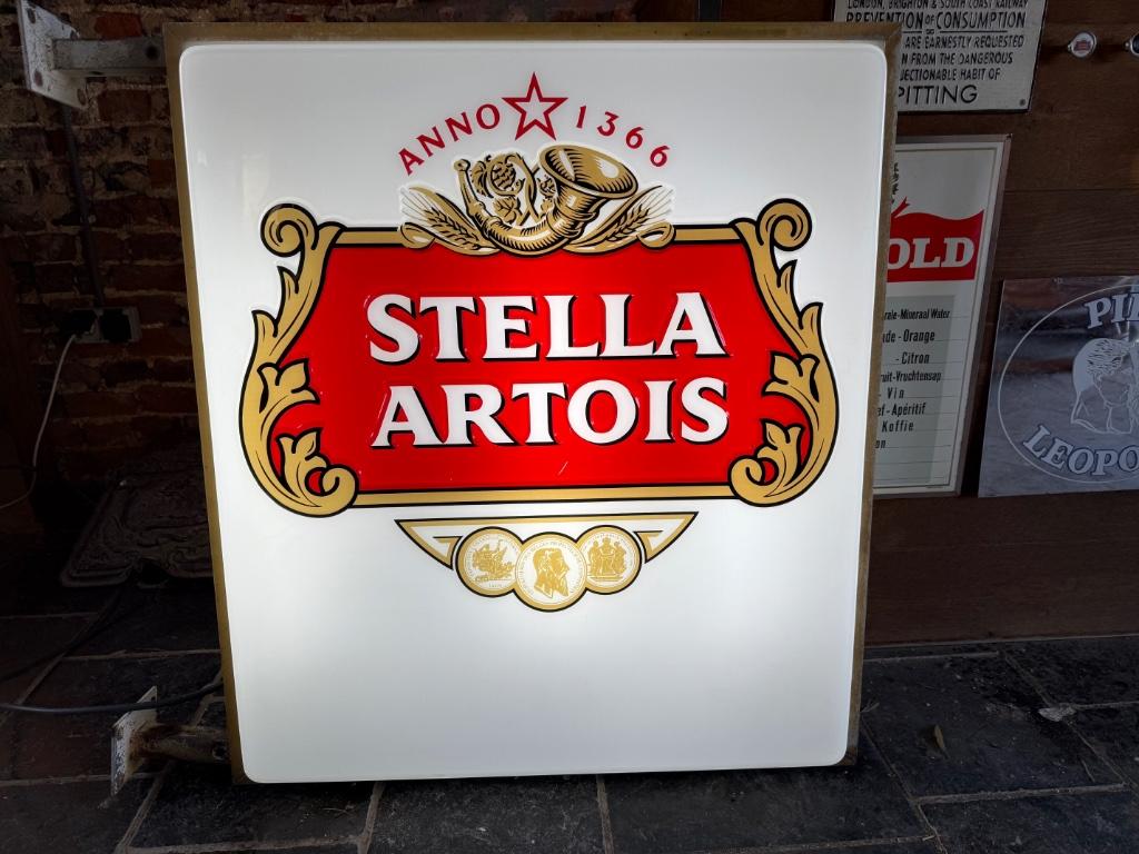 Stella Artois lichtreclame XXL dubbelzijdig, Verzamelen, Ophalen, Gebruikt, Overige typen, Stella Artois