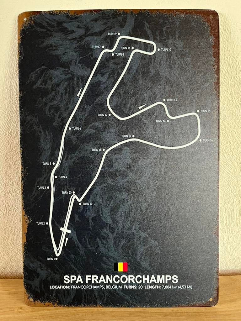 Plaque metallique circuit de spa francorchamps, Enlèvement ou Envoi, Neuf