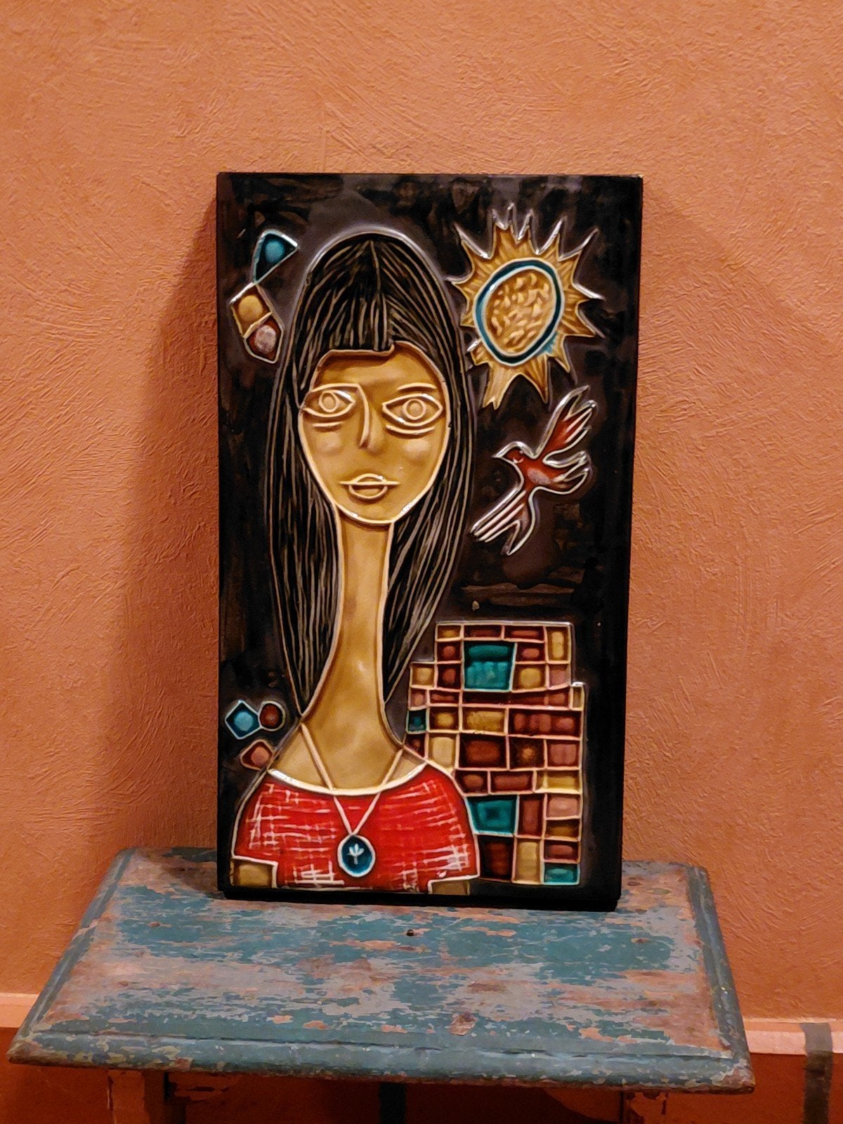 plaque en céramique murale, décoration murale, œuvre d'art, Enlèvement ou Envoi