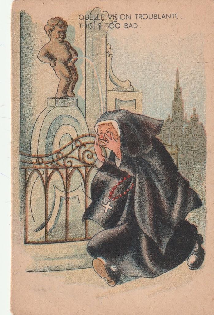 postkaart Brussel manneke pis, Ophalen of Verzenden, 1940 tot 1960, Ongelopen, Brussel (Gewest)