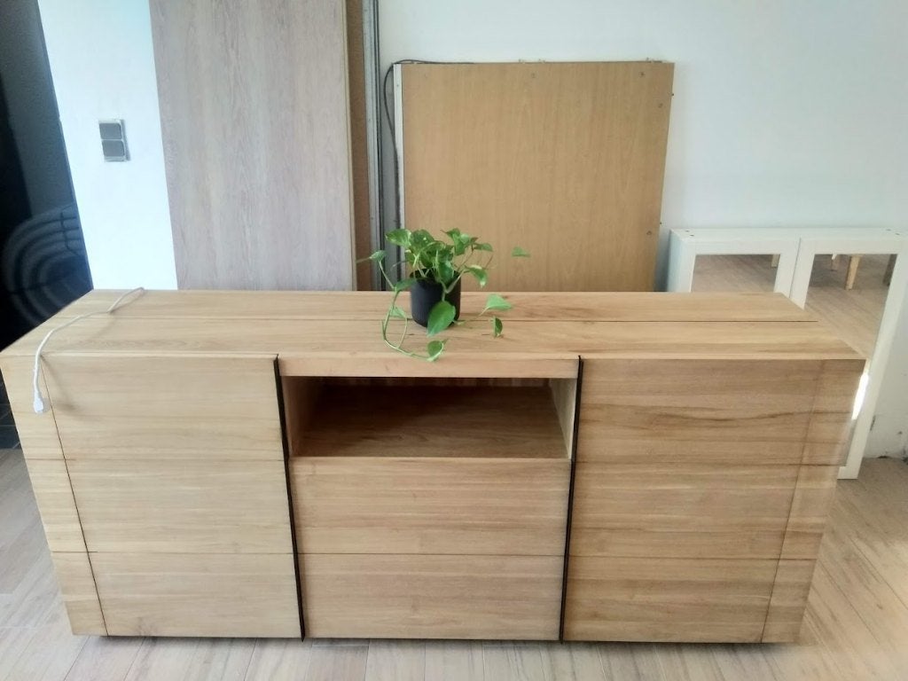 moderne dressoir teak, Huis en Inrichting, Ophalen, Minder dan 50 cm, Teakhout, Met lade(s)