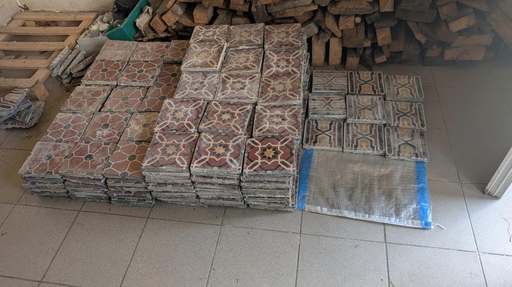 Cementtegels jaren '50, Doe-het-zelf en Bouw, Tegels, Gebruikt, Vloertegels, Overige materialen, Minder dan 20 cm, Minder dan 20 cm