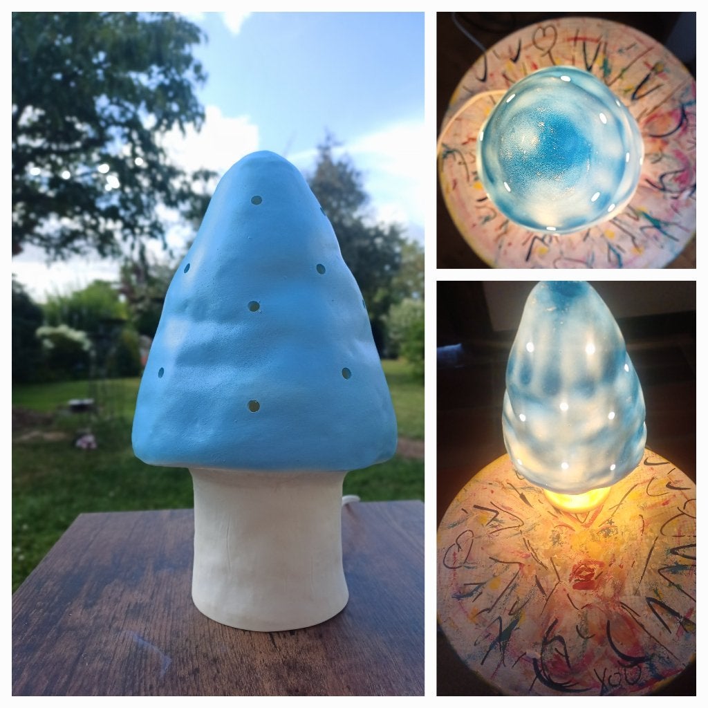 Vintage Hemelsblauwe paddestoel Heico, Ophalen, Gebruikt, Lamp, Blauw
