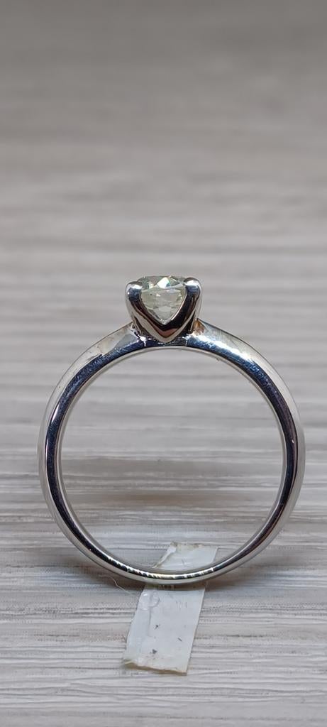 Gouden (pt950) solitair ring., Wit, Ophalen of Verzenden, Zo goed als nieuw, 17 tot 18