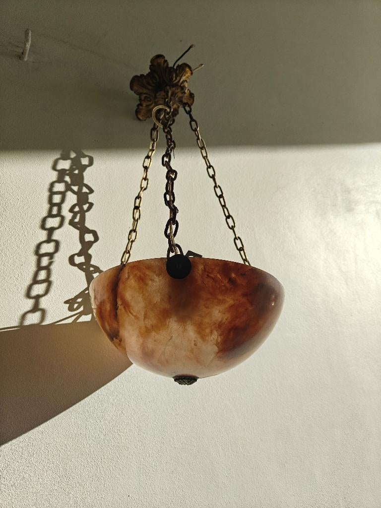 Vintage hanglamp in albast, diameter 22 cm, Antiek en Kunst, Ophalen