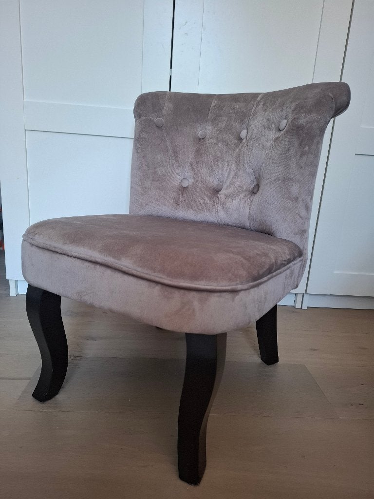 Fauteuil enfant en velours couleur taupe, Moins de 75 cm, Enlèvement ou Envoi, Bois, Utilisé