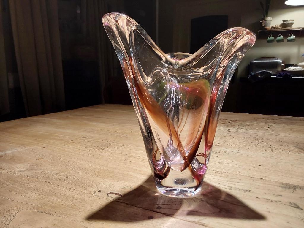 Vaas Van Boeket Bruin en Paars 24 cm Hoog, Ophalen of Verzenden, Nieuw, Glas