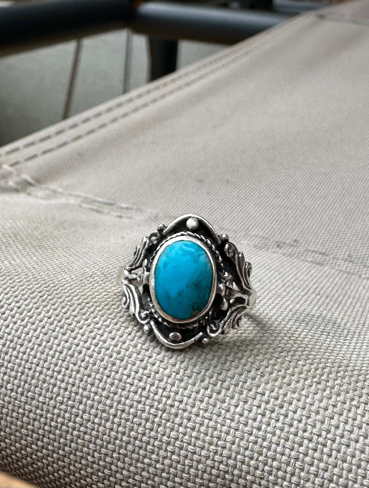 Bague en argent avec turquoise, Enlèvement ou Envoi, Comme neuf, Argent, Argent