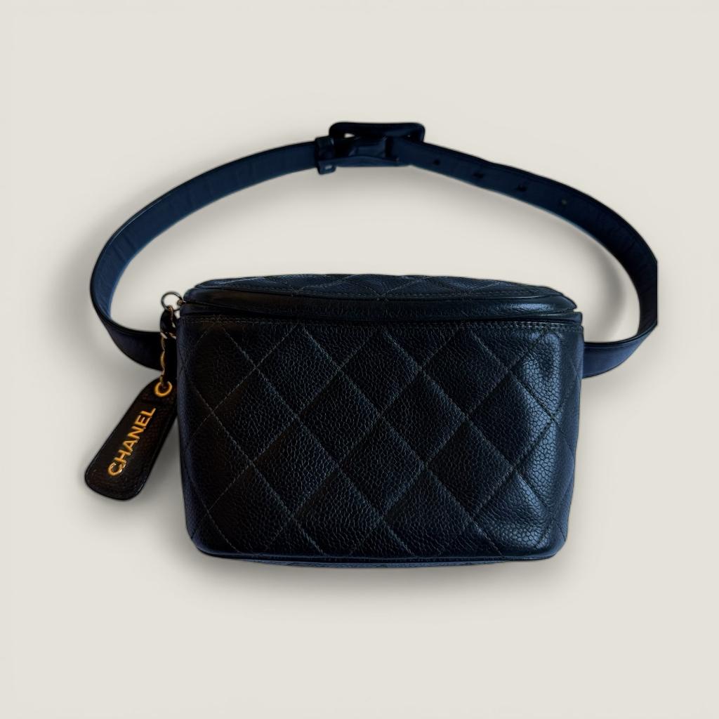 Chanel vintage caviar leer heuptasje, Ophalen of Verzenden, Gebruikt, Zwart, Overige typen