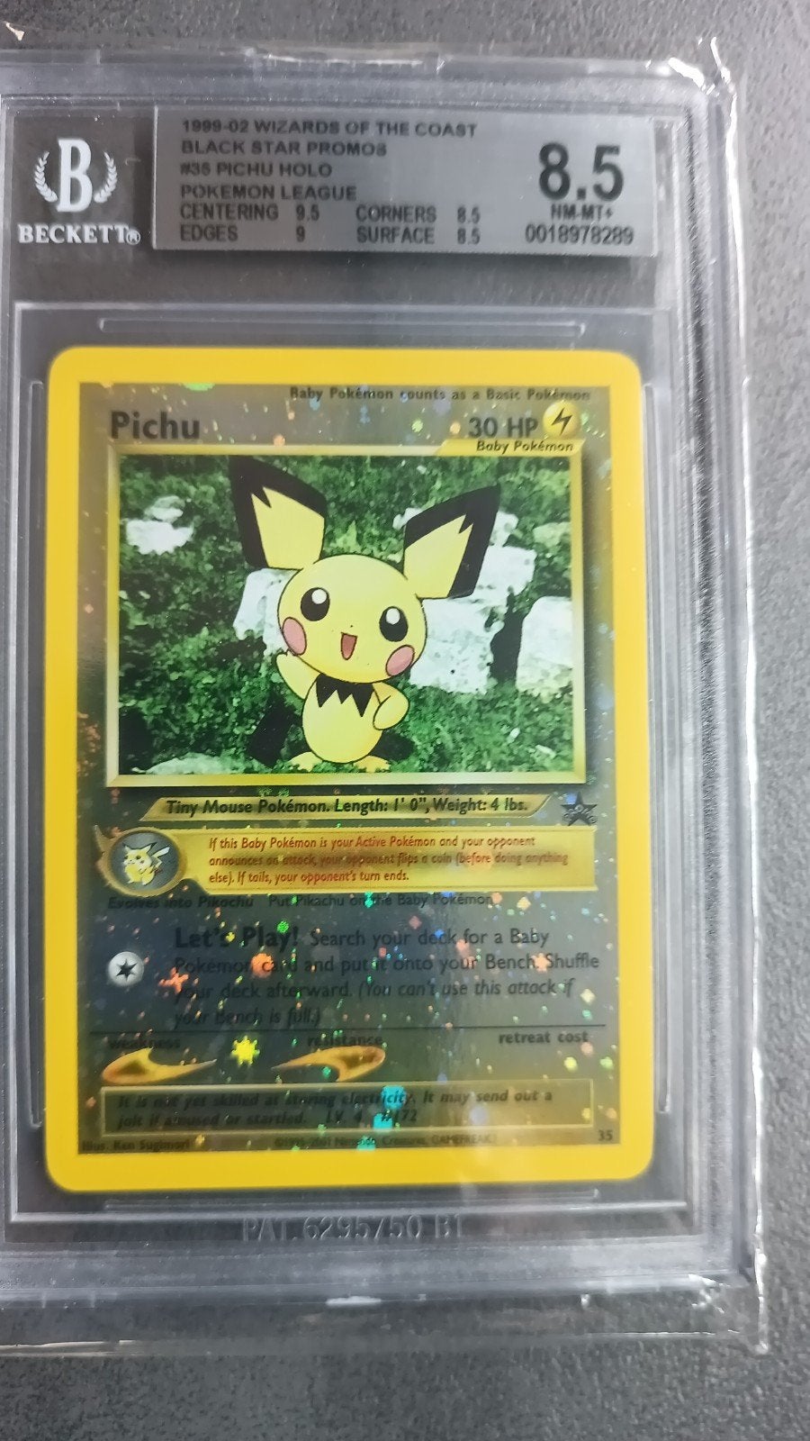 1999 wizard of the coast  black star Pichu holo promo, Ophalen of Verzenden
