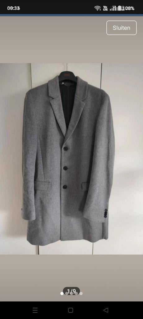 Hugo Boss Mantel grijs, Kleding | Heren, Ophalen of Verzenden, Maat 52/54 (L), Grijs