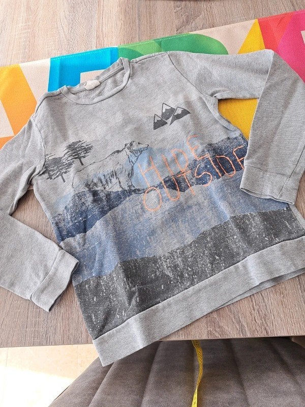 Hema grijze trui 146/152, Kinderen en Baby's, Kinderkleding | Maat 146, Ophalen of Verzenden, Zo goed als nieuw, Jongen, Trui of Vest