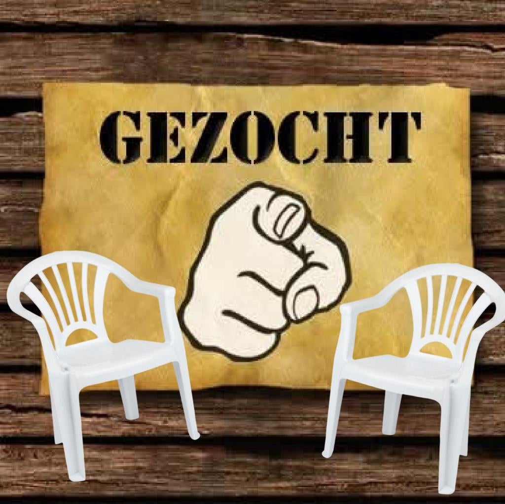 Plastic witte stoelen gezocht liefst gratis, Ophalen of Verzenden