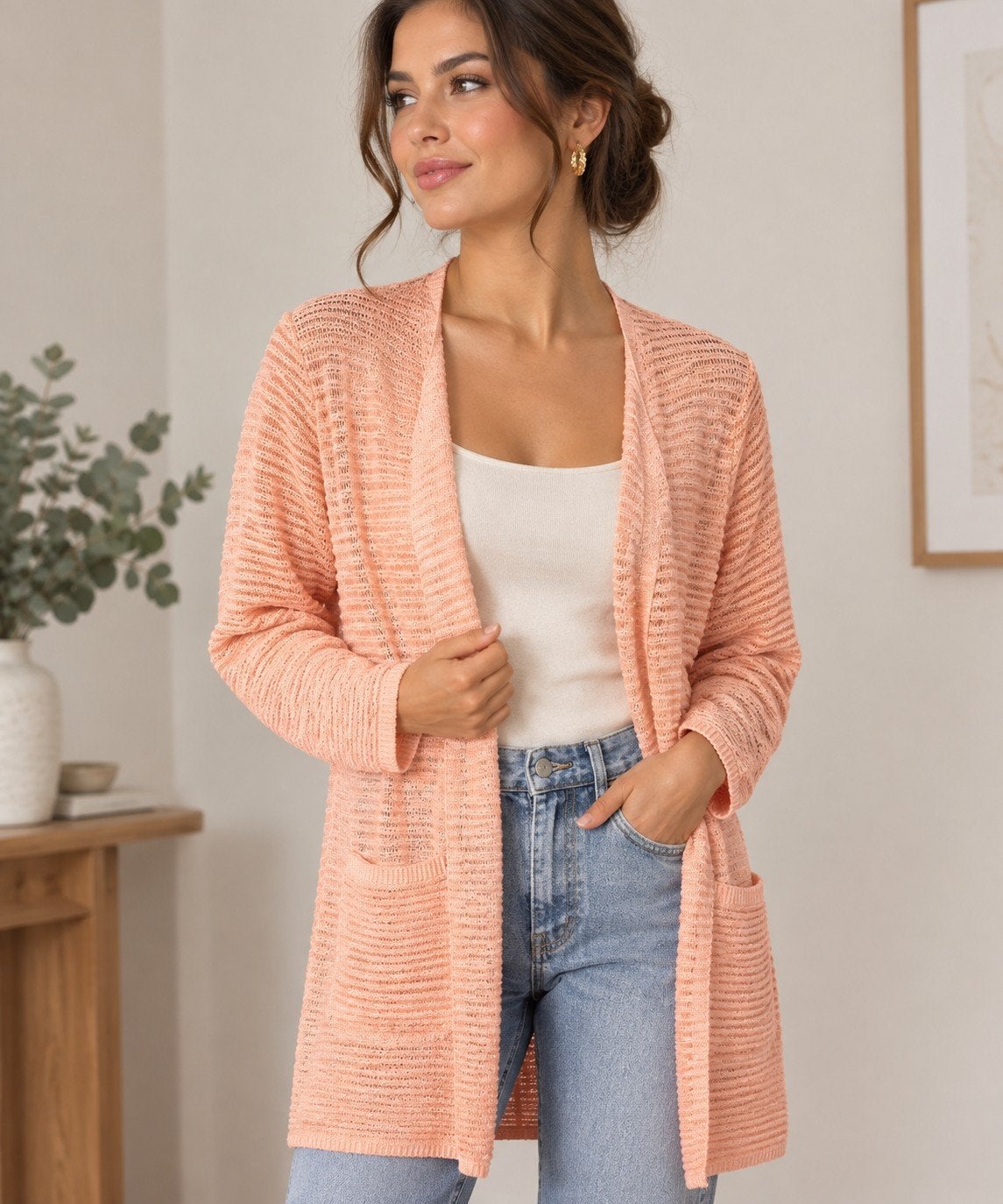 gilet demi-long couleur saumon, Enlèvement ou Envoi, Taille 38/40 (M)