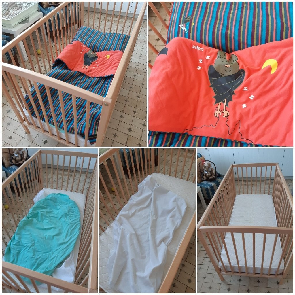 kinderbed  met matras en toebehoren, Ophalen, Gebruikt, 70 tot 85 cm, Minder dan 140 cm