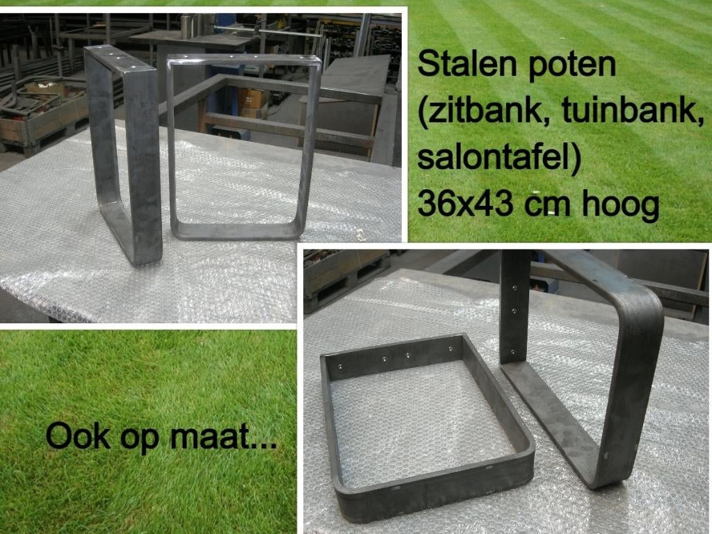 stalen poten voor zitbank of salontafel 36x43cm hoog, Maison & Meubles, Pièces pour table, Neuf, 150 à 200 cm, Pied de table, Enlèvement