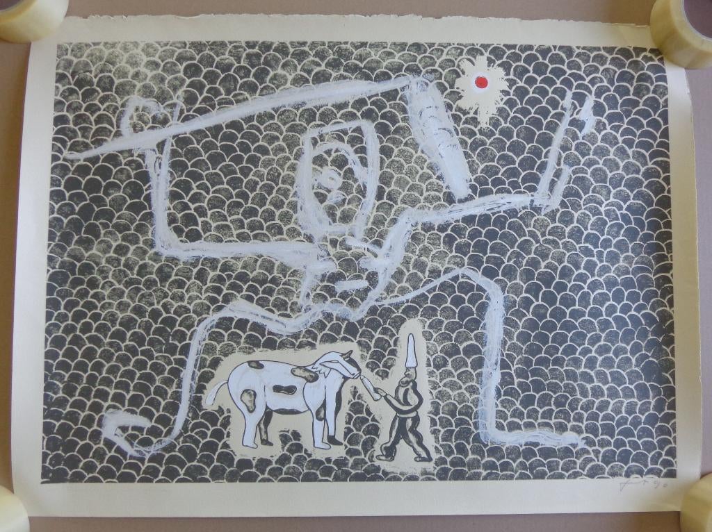 FRED BERVOETS / DE PAPFLES / KLEURZEEFDRUK / 56x76cm / SIG, Enlèvement ou Envoi