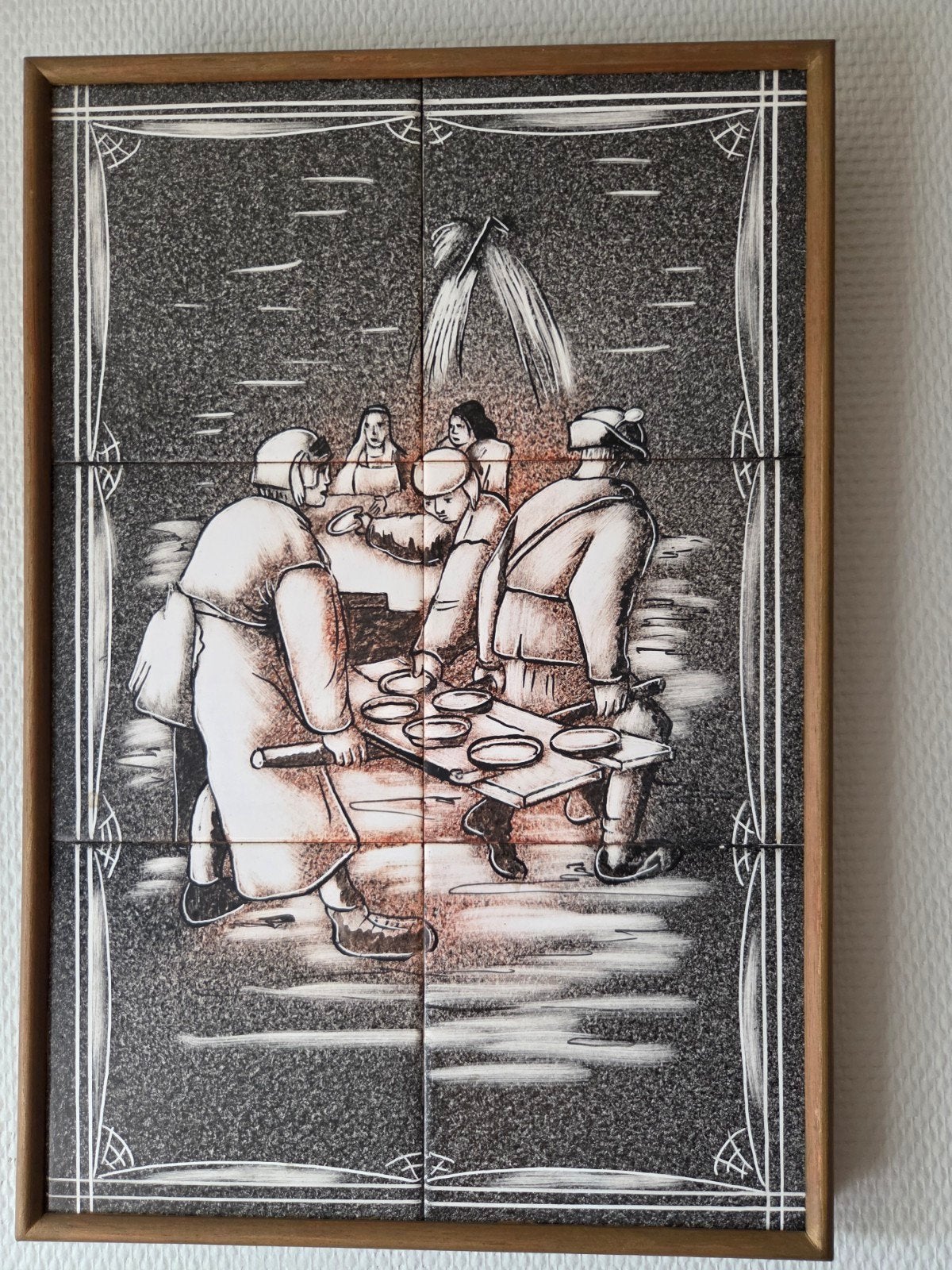 Duo vintage schilderwerken op tegel, Ophalen